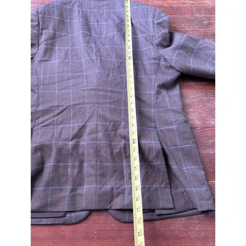 Jos. A. Bank Sport Coat Blazer 48R Wool Brown Windowpane Herringbone
